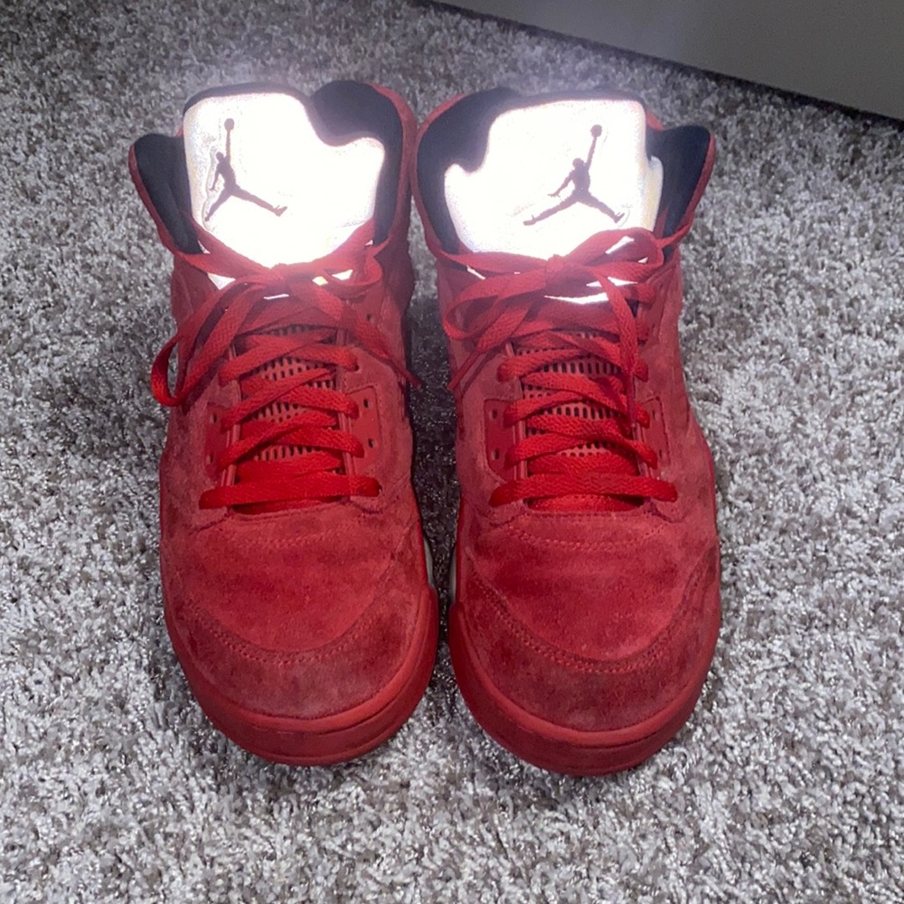 Red suede Jordan 5’s
